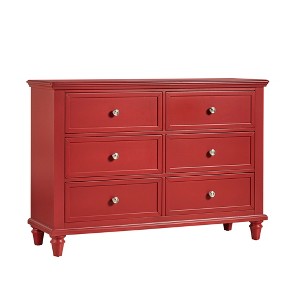 Finley Kids Wood 6 Drawer Dresser Red - Inspire Q