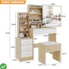 Vanity Desk with Sliding Mirror and Light, Makeup Vanity Set - 2 of 4