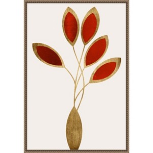 Amanti Art Five Red Flowers by Kubistika Canvas Wall Art Print Framed 16 x 23-in. - 1 of 4