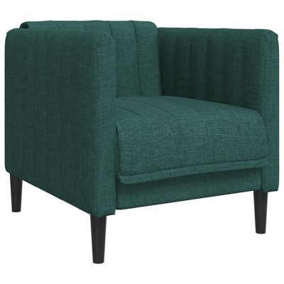vidaXL Sofa Chair Dark Green Polyester, Plywood, Solid Wood Single