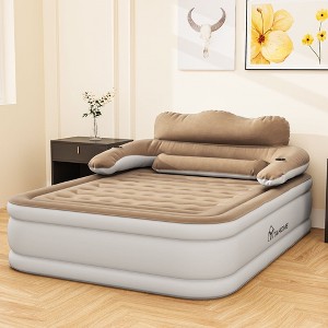 Balconera Queen /FullXL Size Air Mattress with Headboard, 18in Blow Up Mattress with Carry Bag, Repair Kit  for Home, Camping, Travel - 1 of 3