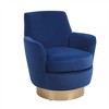 360° swivel upholstered armchair, comfortable reading chair for bedroom, with barrel design and gold stainless steel base - 2 of 4
