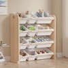 VECELO Kids Bookshelf Toy Storage with 12 Bins, Wooden Toy Rack for Toddlers, Large-Capacity Playroom Storage for Books or Toys - 4 of 4