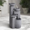John Timberland Casava Modern 4-Bowl Cascading Outdoor Floor Water Fountain with LED Light 33" for Yard Garden Patio Home Deck Lawn Porch - 2 of 4