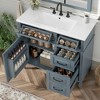 Gulches 36 in 18 in Undermount Rectangular Bathroom Sink in Blue Gray Solid Rubberwood MDF Ceramic with 4 Drawers Adjustable Shelf Metal Handles - 4 of 4