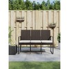 60"3-Seater Patio Bench with Cushions Brown PP Rattan - 2 of 4