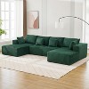 137" Corduroy Cloud u-Shape Sectional - No-assembly convertible sleeper with deep seats & chaise for living room. - 4 of 4