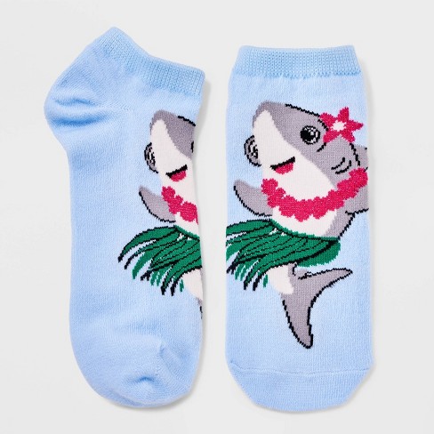 Women's Hula Sharks Low Cut Socks - Xhilaration™ Blue 4-10 : Target