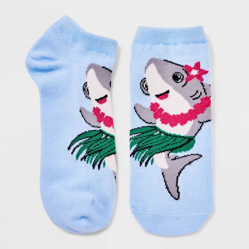 Women&#39;s Hula Sharks Low Cut Socks - Xhilaration&#8482; Blue 4-10, 1 of 4