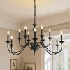 12-Light Black Industrial Farmhouse Chandelier, Large Candle-Style Hanging Fixture for Dining Room or Staircase - 2 of 4