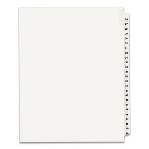 Avery Preprinted Legal Exhibit Side Tab Index Dividers, Avery Style, 25-Tab, 26 to 50, 11 x 8.5, White, 1 Set, (1331) - 1 of 4