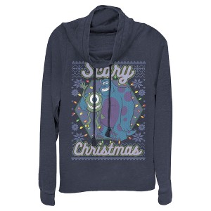 Juniors Womens Monsters Inc Christmas Scary Monsters Cowl Neck Sweatshirt - 1 of 3