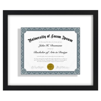 Americanflat 12.5" x 15" Floating Picture Frame for Certificates and Diplomas - Black