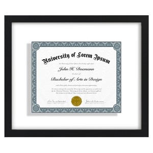 Americanflat 12.5" x 15" Floating Picture Frame for Certificates and Diplomas - Black - 1 of 4