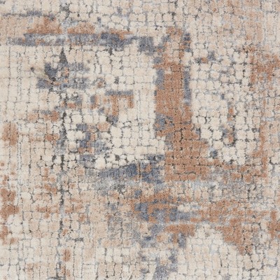 Beige/Grey Abstract Cotton Synthetic 2'2" x 7'6" Area Rug