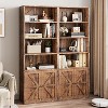 Farmhouse Style Brown Wood Bookcase with Doors - 4 Shelves, 11.8" Depth, 71.4" Height - for Living Room, Bedroom or Home Office Storage - 4 of 4