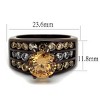 Slickblue Women's Engagement Ring, Champagne CZ Center, Yellow and Clear Accents, IP Coffee Finish,  Sizes-5–10 - 2 of 4