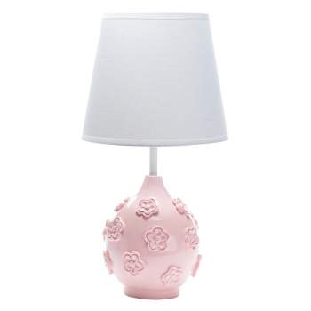 Lambs & Ivy Signature Botanical Baby Pink Floral Nursery Lamp with Shade & Bulb