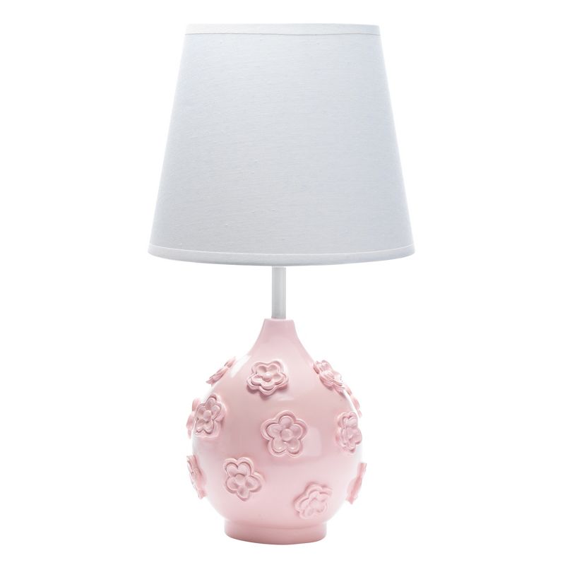 Lambs & Ivy Signature Botanical Baby Pink Floral Nursery Lamp with Shade & Bulb, 1 of 5