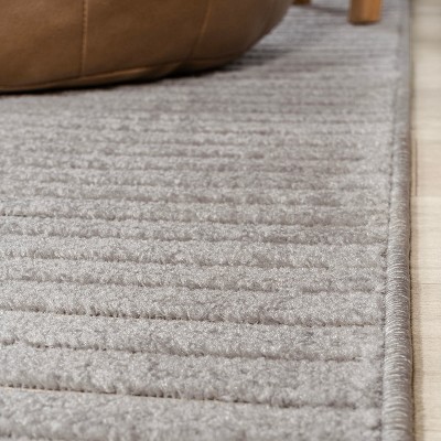 Minimalist Gray/Ivory Geometric Synthetic 5' x 8' Area Rug