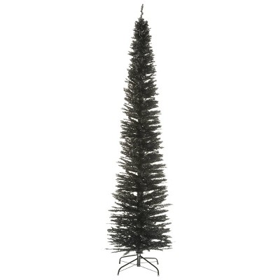 9ft  National Christmas Tree Company Black Tinsel Slim Artificial Christmas Tree