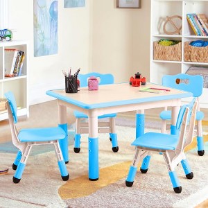 GustoWave Kids Table&Chairs Set (4-Piece) Height Adjustable - 32" Wipe-Clean Craft Table with Anti-Slip Legs & Organizer - 1 of 4