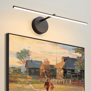 POWLIG 24" Black Modern LED Wall Sconce - Dimmable Fixture with Adjustable 5-Color & Angle to Set the Mood for Bedroom or Hallway - 1 of 4