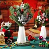 60 Pcs Christmas Floral Picks Artificial Holly Red Berry Twig Stem Pine Snowy Cone Branches Garland Bulk - 4 of 4
