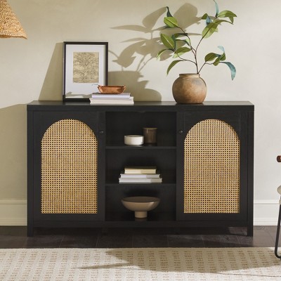 Bella Depot 58" Sideboard with Arched Rattan Doors
