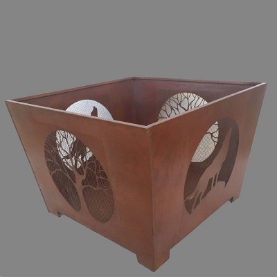 Laser Cut Wolf Fire Basket - Esschert Design