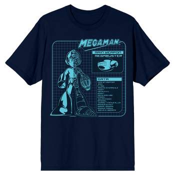 Mega Man Megabuster Digital Grid Men's Navy T-shirt