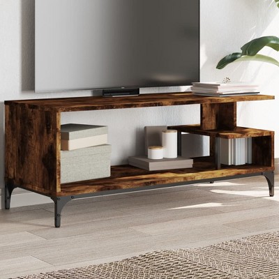 vidaXL TV Stand Smoked Oak 40.2 in.x15.7 in.x16.1 in. Engineered Wood and Powder-coated Steel