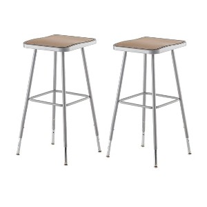 2pk 32"-39" Adjustable Heavy Duty Square Steel Barstool Gray - Hampden Furnishings - 1 of 2