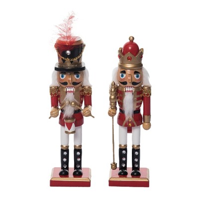 Transpac Christmas Wood Traditional Nutcracker Set of 2 Christmas Home Decorations
