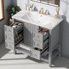36" Bathroom Vanity with Ceramic Sink –  Cabinet with 3 Drawers, 1 Door, Open Shelf, and Painted Finish, Freestanding Single Vanity Sink - 3 of 4