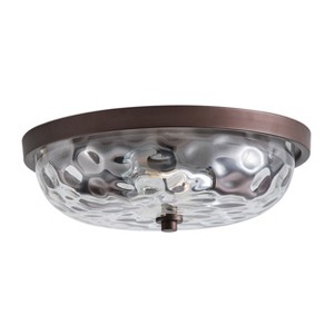 Dewdrop Flush Mount Ceiling Light Bronze Metal Frame with Clear Water Ripple Glass Shade for Bedroom Hallway - 1 of 4