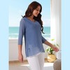 Seta T Women's V Neck 3/4 Sleeve Asymmetrical Hem Lightweight Casual Top - 2 of 4