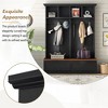 The Misty Moon Black Farmhouse 4-in-1 Hall Tree with Wood Grain Bench Mudroom Versatile Coat Rack with 2 Large Drawer - 3 of 4
