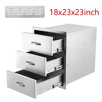 18x23x23 inch Triple Drawer Outdoor Kitchen BBQ Island Stainless Steel With Vent