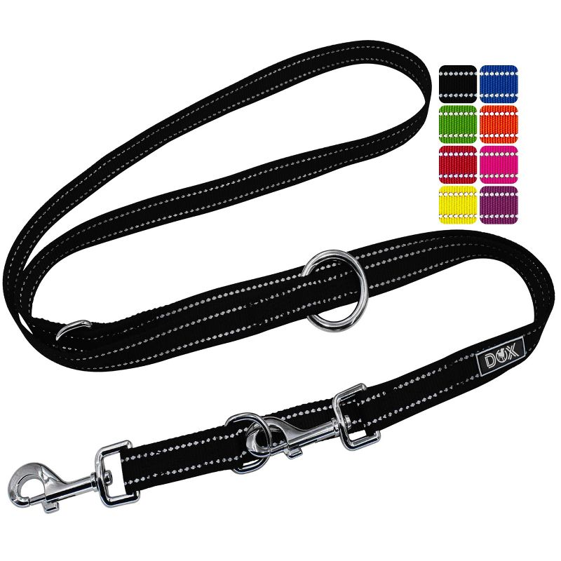 DDOXX 6.6ft 3-Way Adjustable Extra Small Nylon Dog Leash - Black, 1 of 6