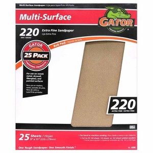 Gator 11 in. L X 9 in. W 220 Grit Aluminum Oxide Sandpaper 25 pk (Case of 25) - 1 of 1