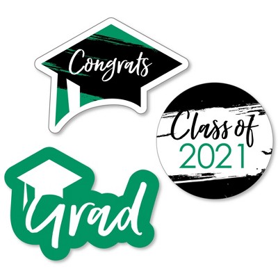 Big Dot of Happiness Green Grad - Best is Yet to Come - DIY Shaped Green 2021 Graduation Party Cut-Outs - 24 Count