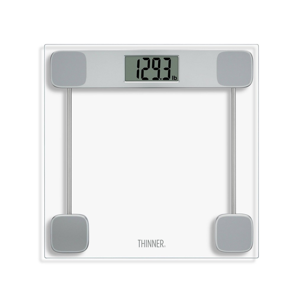 Thinner Clear Glass Weight Scale Silver