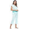 Casual Nights Women's Short Sleeve Lace Dot Capri Pajama Set - 2 of 4