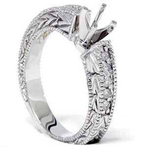 Pompeii3 1/4ct Diamond Engagement Antique Like Ring Setting 14K - 1 of 4