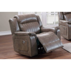 Contemporary Manual Glider Recliner Chair with Pillow-Top Arms, Breathable Leatherette, 1-Piece - 1 of 4