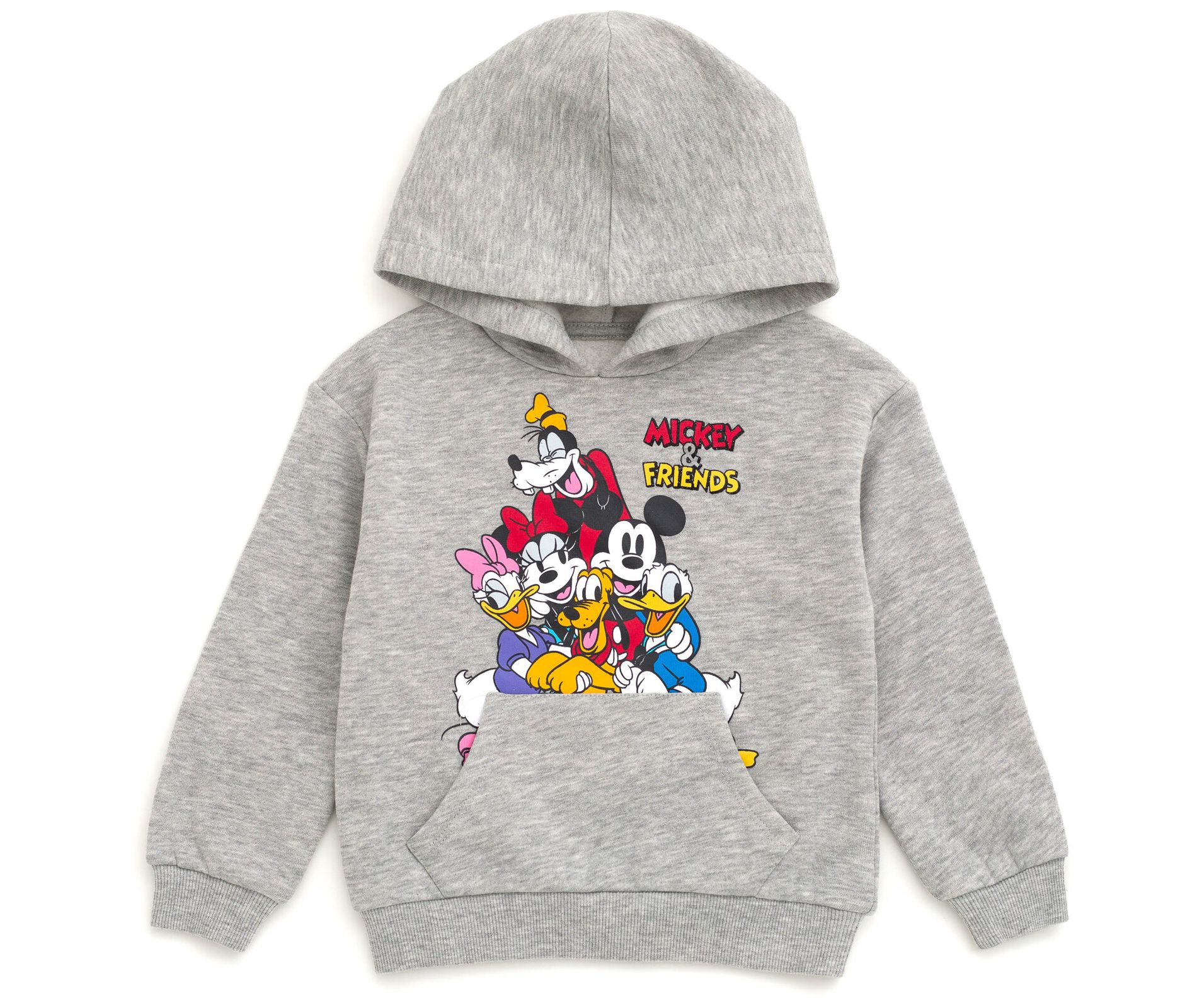 Disney Mickey Mouse Toddler Boy Girl Fleece Drop Shoulder Pullover Hoodie Heather Gray 3T