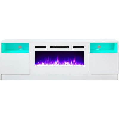 AMERLIFE TV Stand with Fireplace, LED Light Entertainment Center