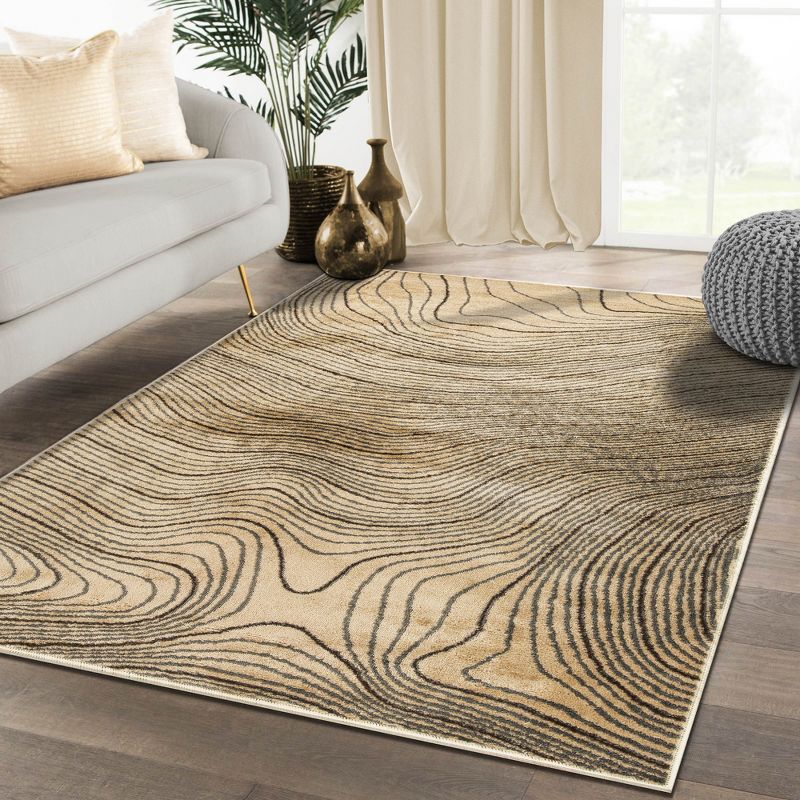 Modern Abstract Wood Grain Indoor Area Rug by Blue Nile Mills, 2 of 7
