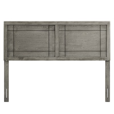 Gray Full Rubberwood and MDF Headboard with Window Pane Design